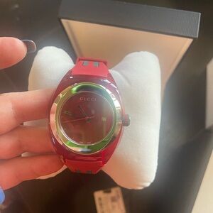 Gucci Sync XXL 46mm YA137103 Red Rubber Band Red Dial Unisex Watch